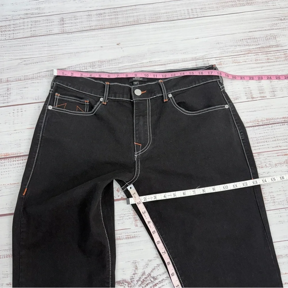 True Religion 34 x 32.5 Ricky Black Single Stitch Straight Leg Jeans